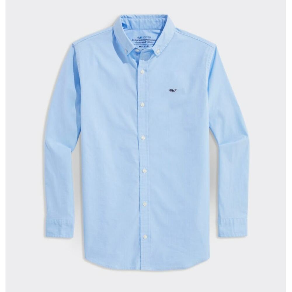 Vineyard Vines Boys Breakwater  Solid Performace Cotton Shirt